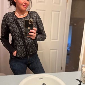 Zip up sweater/ cardigan from lift ribbed details. Thick. From LOFT